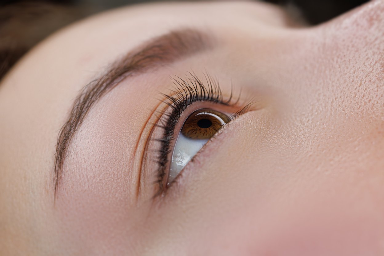 Eyelashes after permanent makeup. PMU eyelashes, permanent eye m